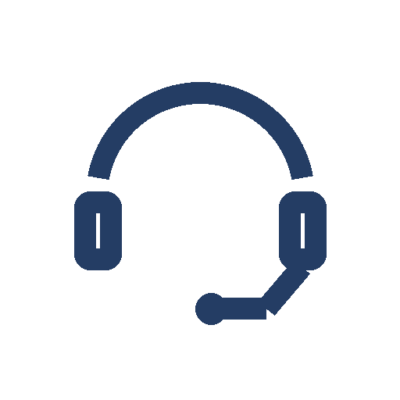 Headset icon representing customer support for choosing and arranging shipping containers.